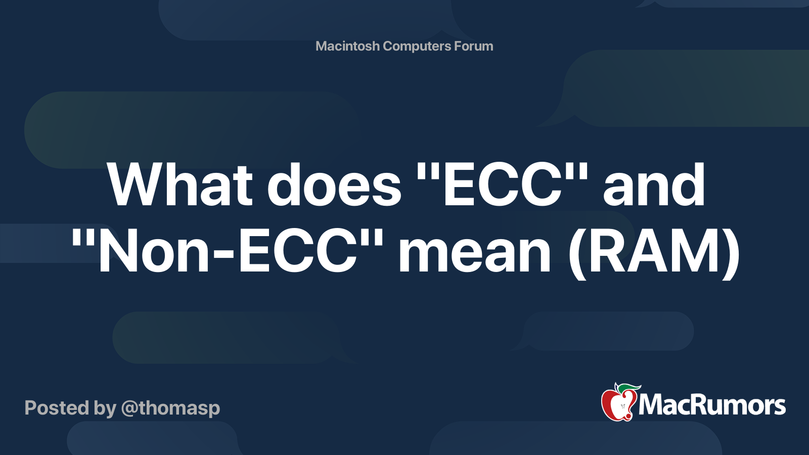 What Does Ecc And Non Ecc Mean Ram Macrumors Forums