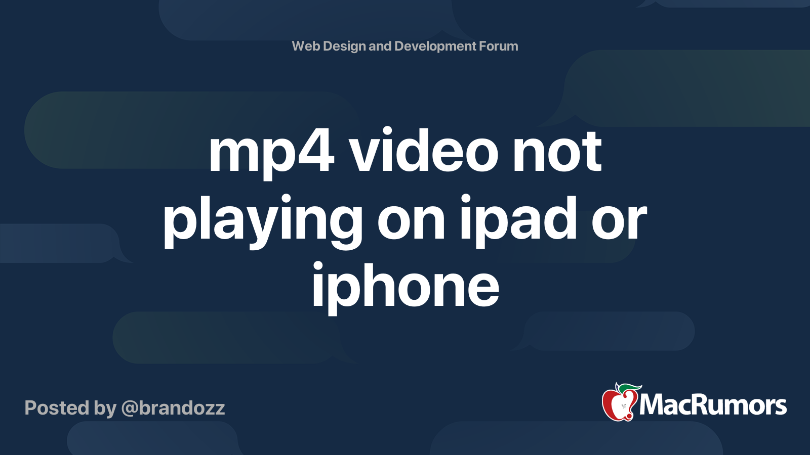 mp4 video not playing on ipad or iphone MacRumors Forums