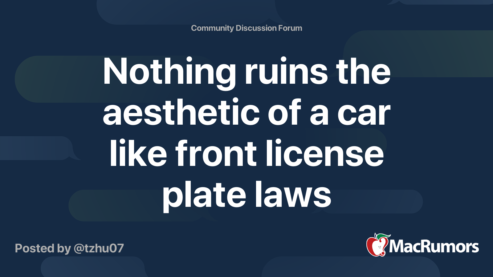 Nothing ruins the aesthetic of a car like front license plate laws