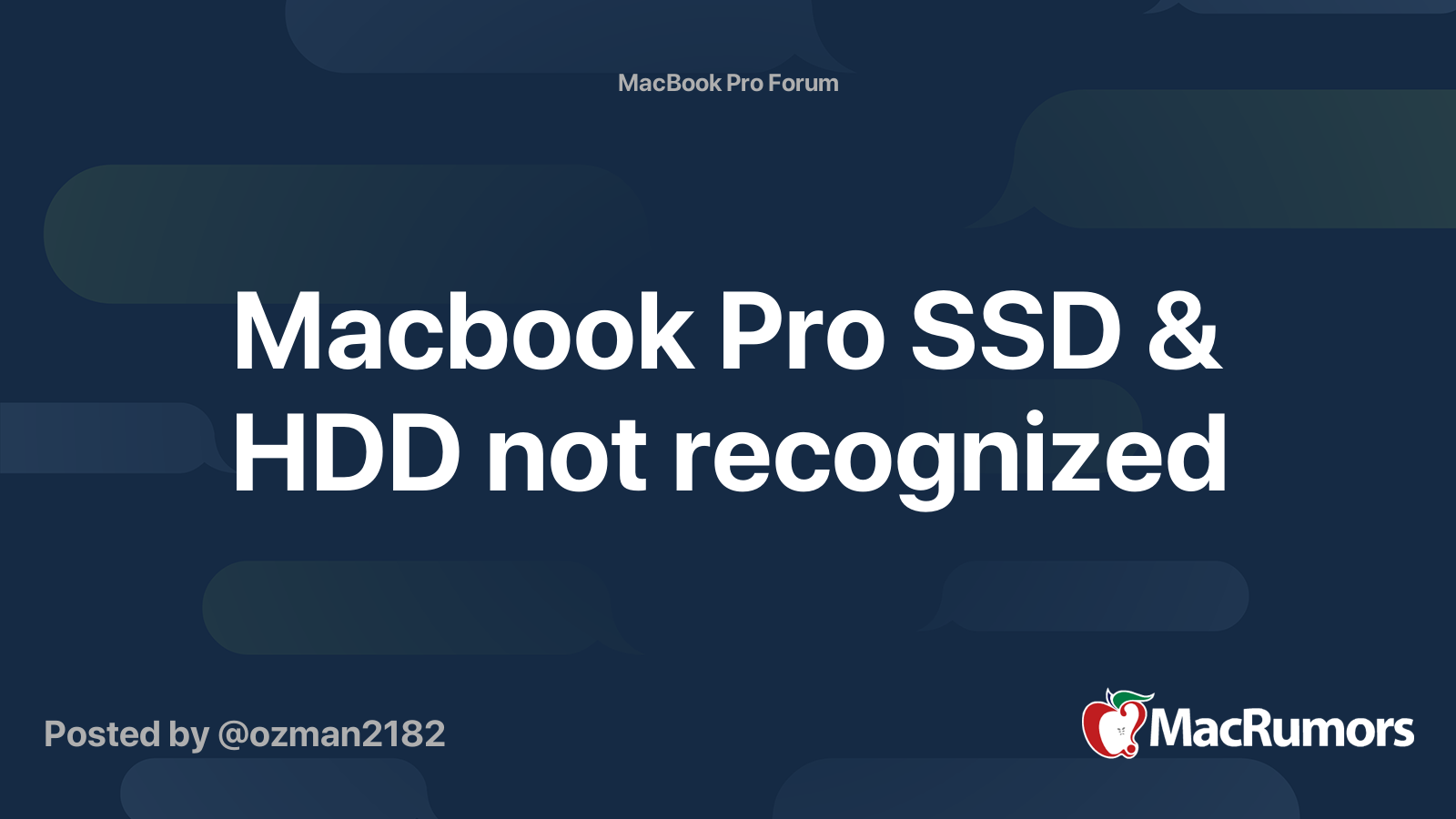 Macbook Pro SSD & HDD not recognized MacRumors Forums