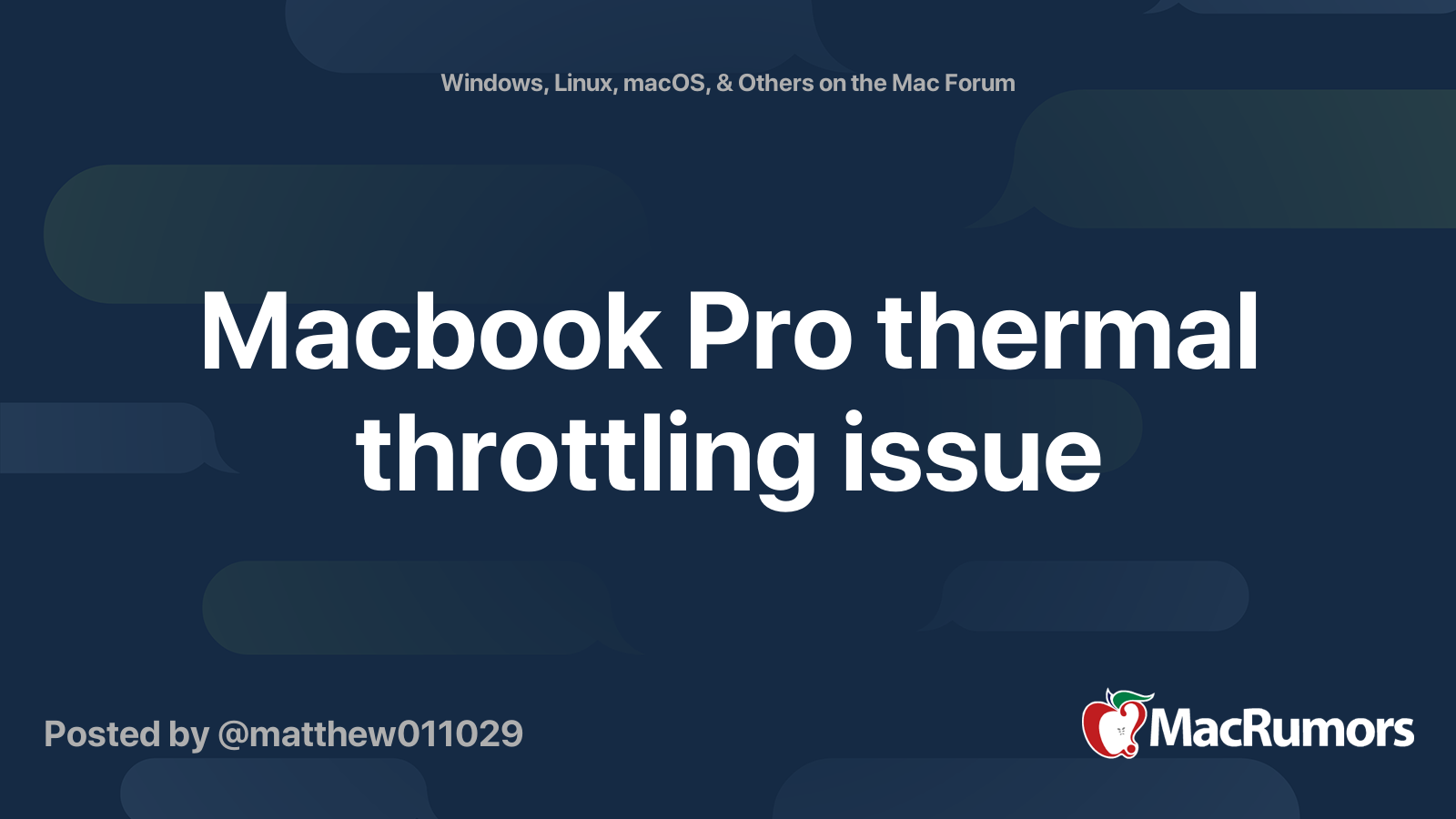 Macbook Pro thermal throttling issue | MacRumors Forums