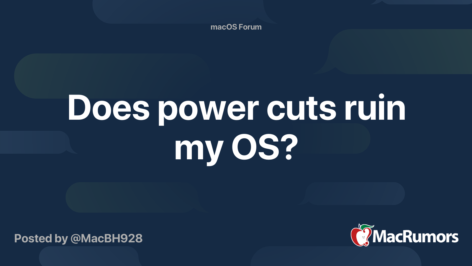 Does power cuts ruin my OS? MacRumors Forums