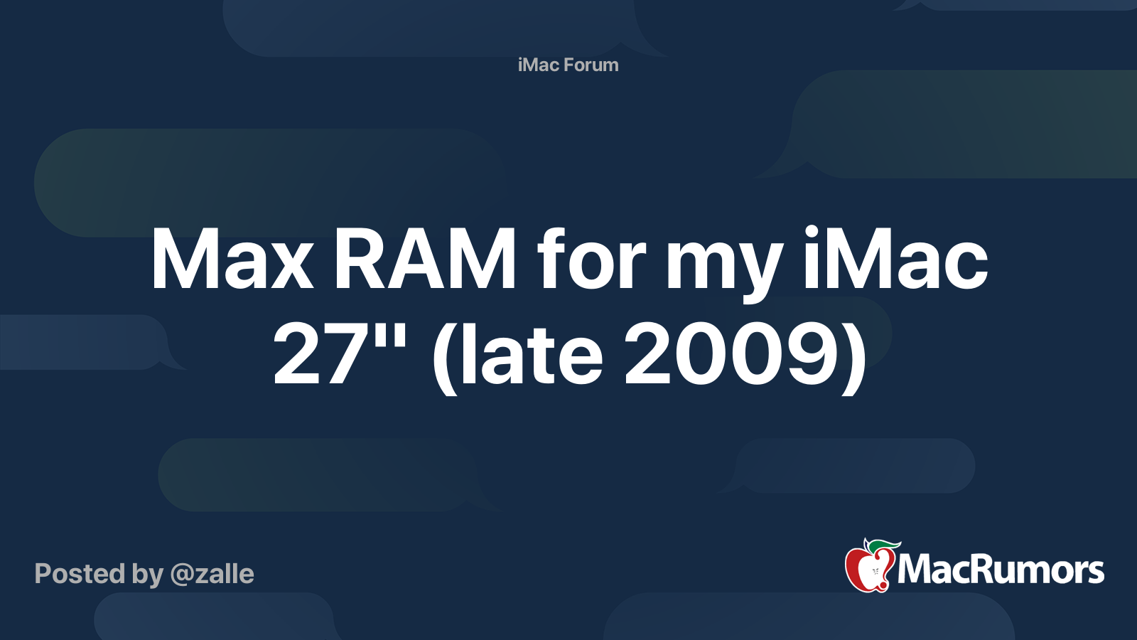Max Ram For My Imac 27 Late 09 Macrumors Forums