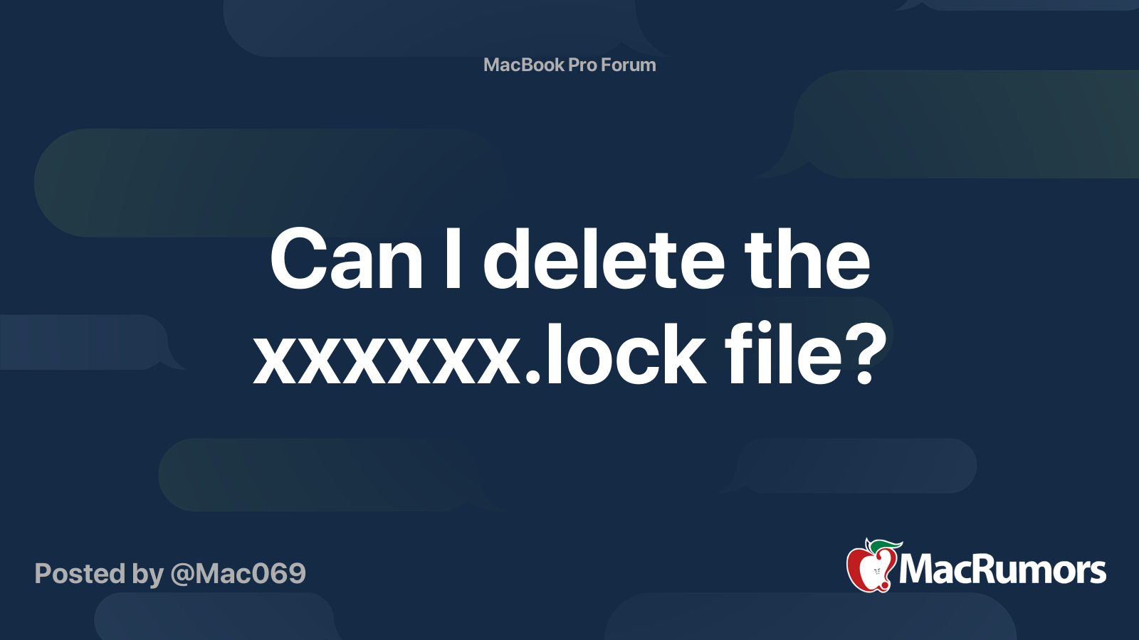 Can I Delete The Xxxxxx lock File MacRumors Forums