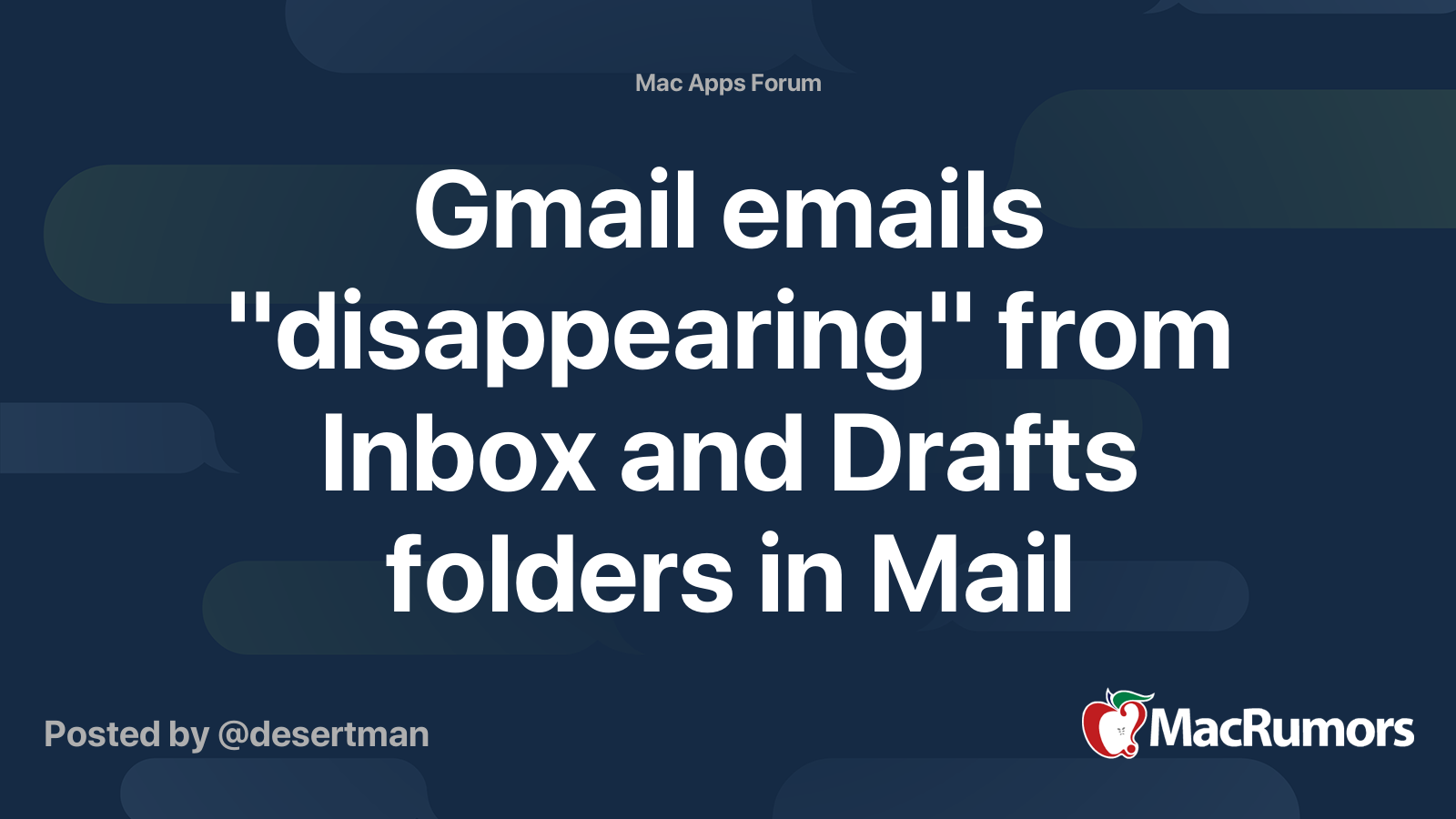 Gmail emails "disappearing" from Inbox and Drafts folders in Mail