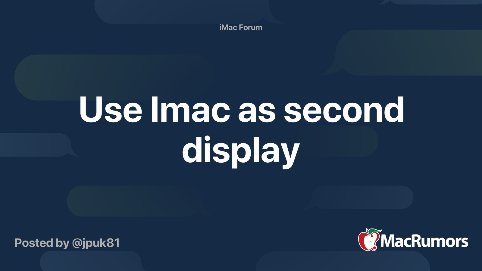Use Imac As Second Display MacRumors Forums