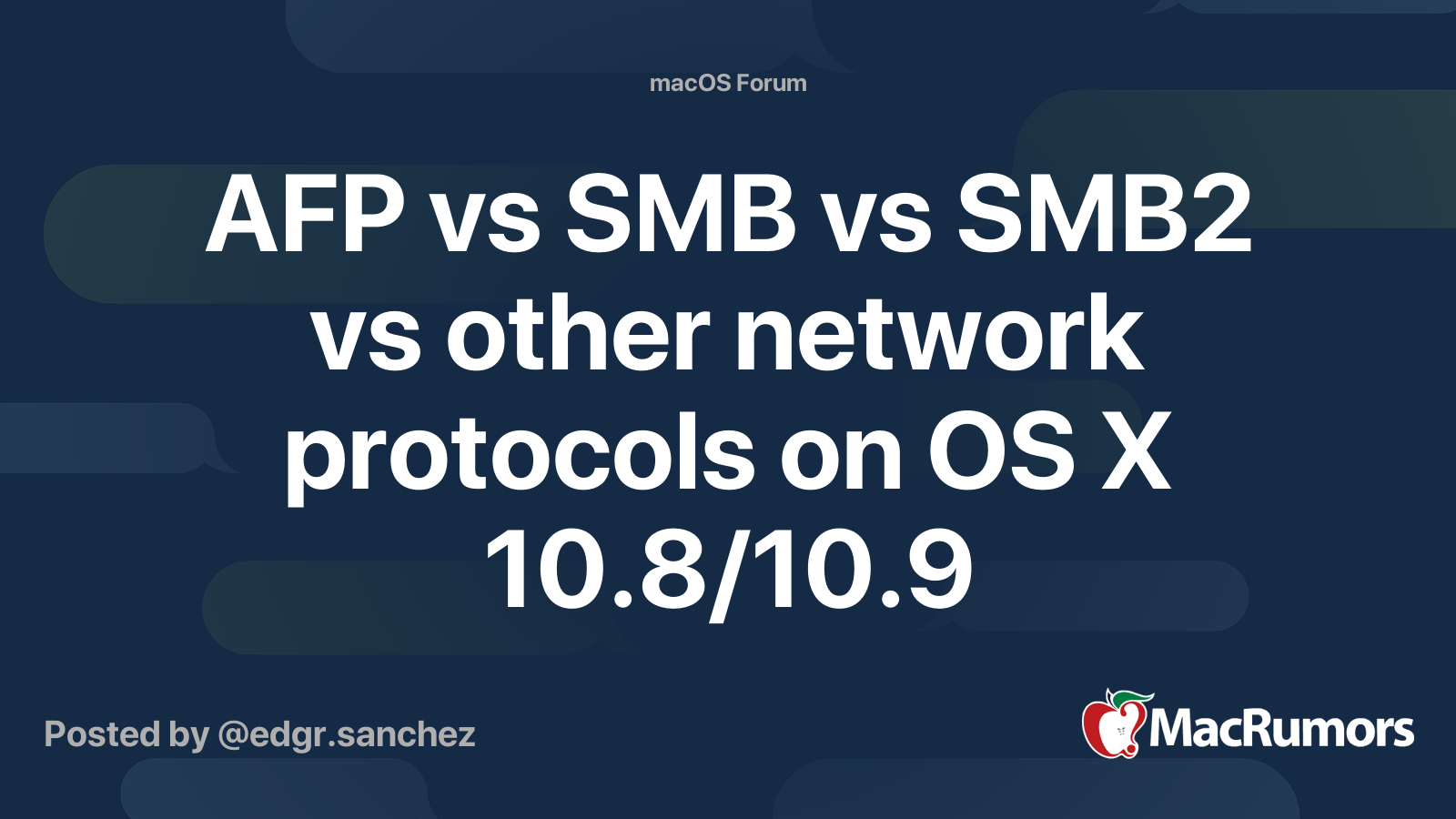 Afp Vs Smb Vs Smb2 Vs Other Network Protocols On Os X 10 8 10 9 Macrumors Forums