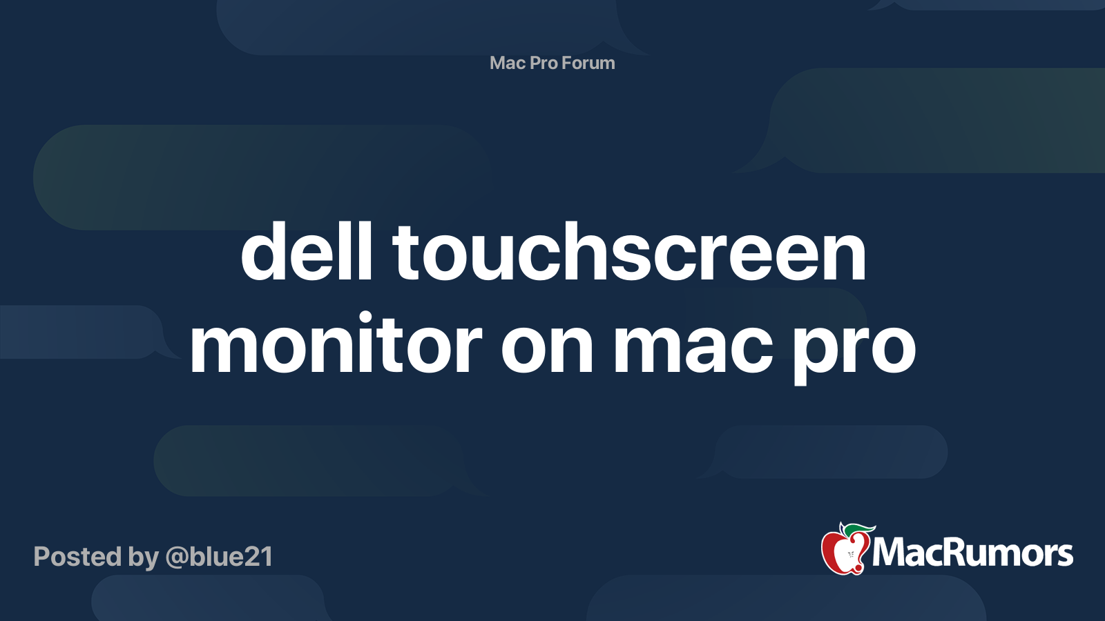 dell touchscreen monitor on mac pro MacRumors Forums