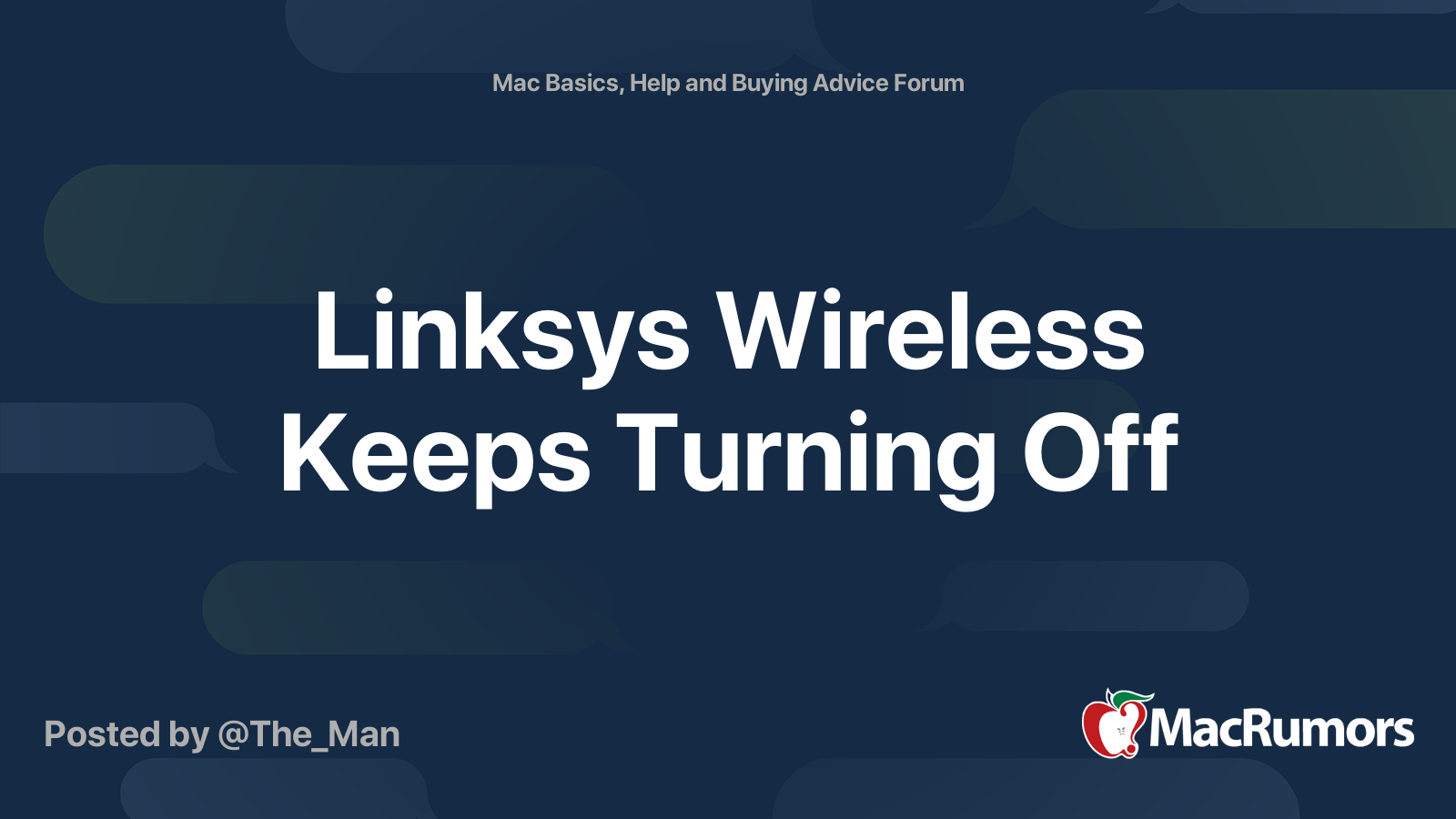 Linksys Wireless Keeps Turning Off MacRumors Forums