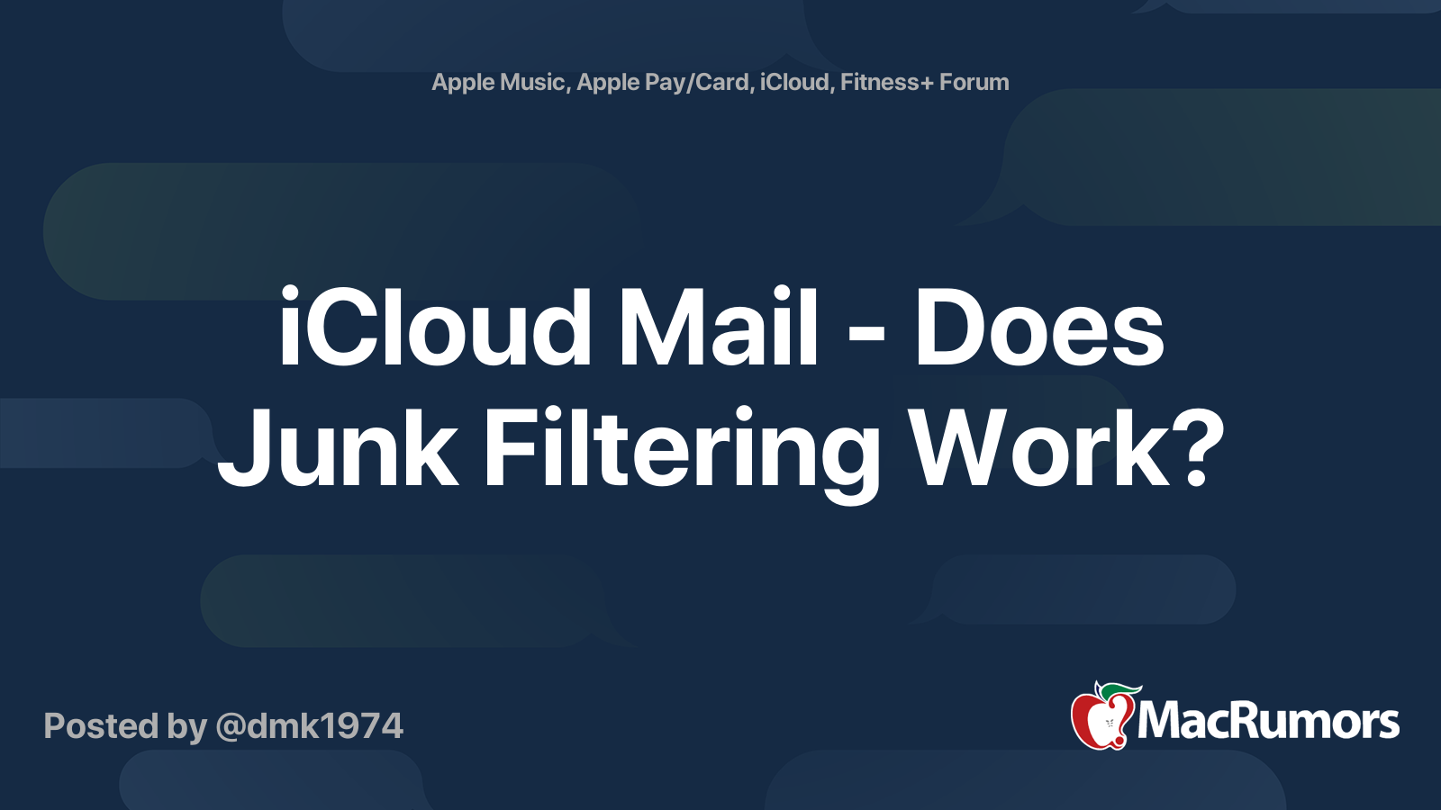 iCloud Mail Does Junk Filtering Work? MacRumors Forums