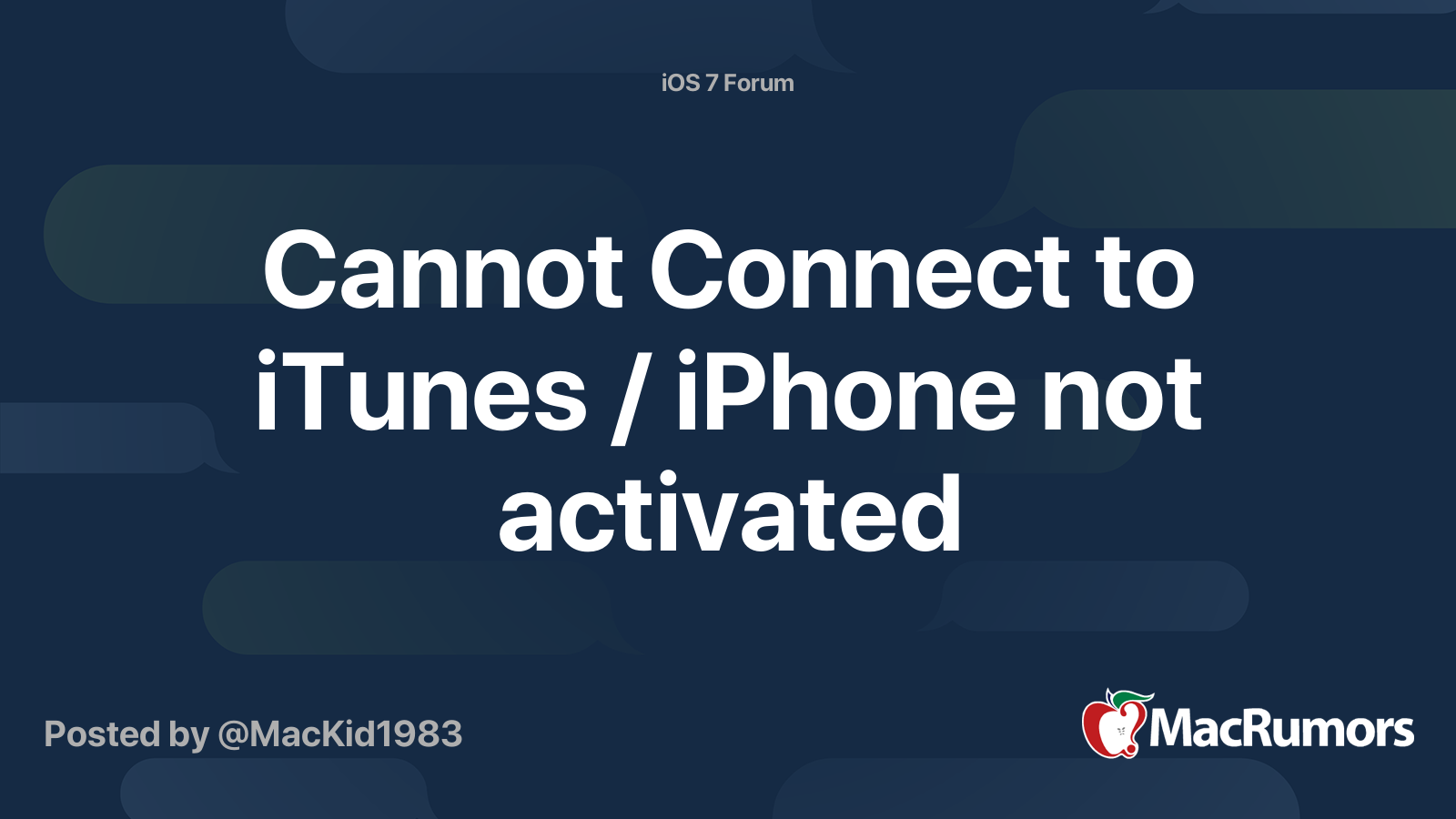 Cannot Connect to iTunes / iPhone not activated | MacRumors Forums