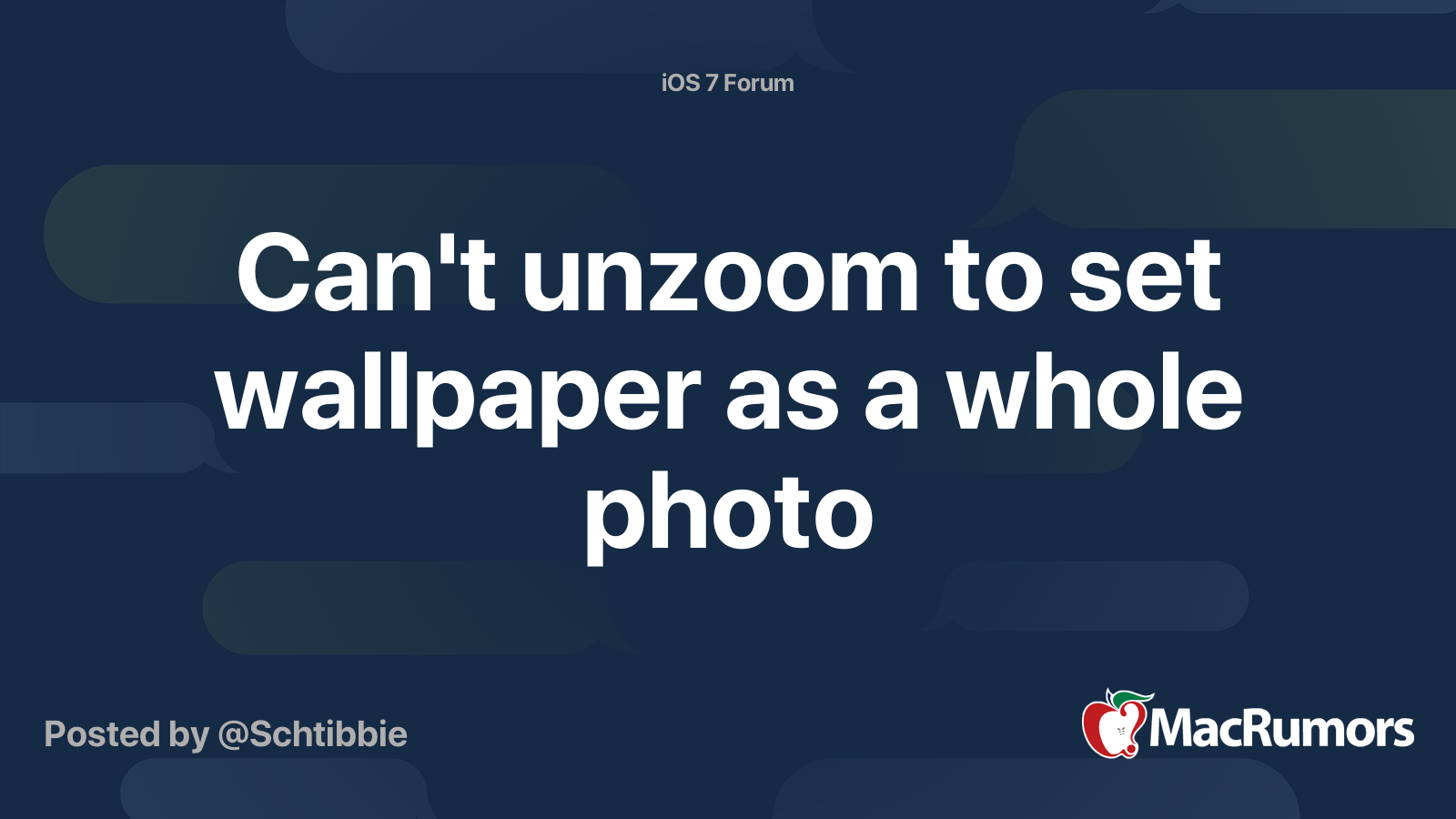 Can T Unzoom To Set Wallpaper As A Whole Photo Macrumors Forums