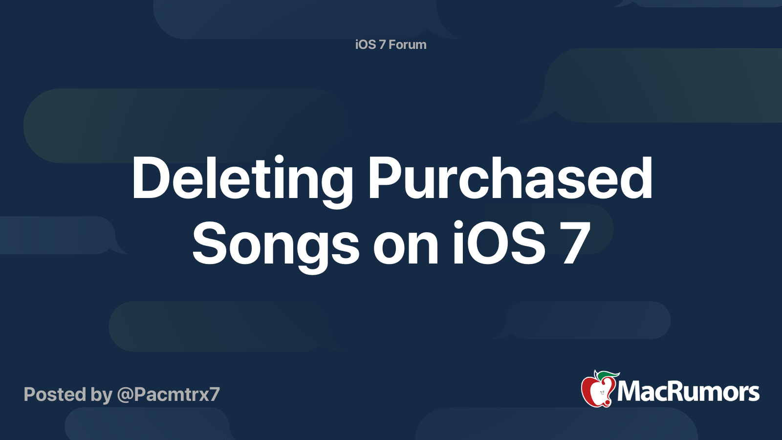 Deleting Purchased Songs on iOS 7 MacRumors Forums