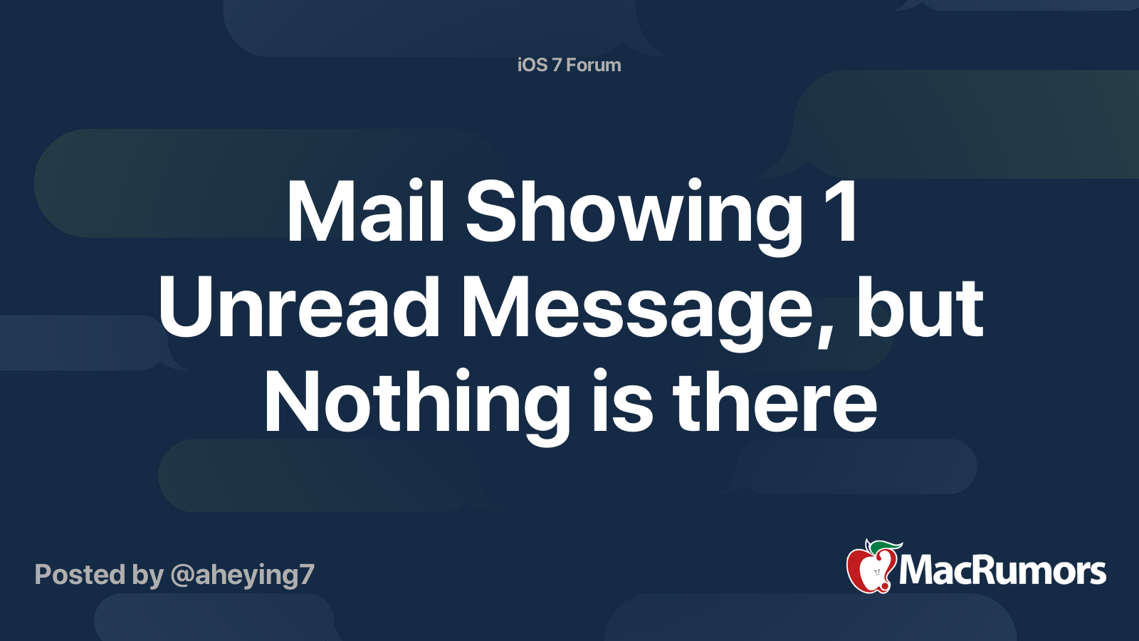 Mail Showing 1 Unread Message But Nothing Is There Macrumors Forums