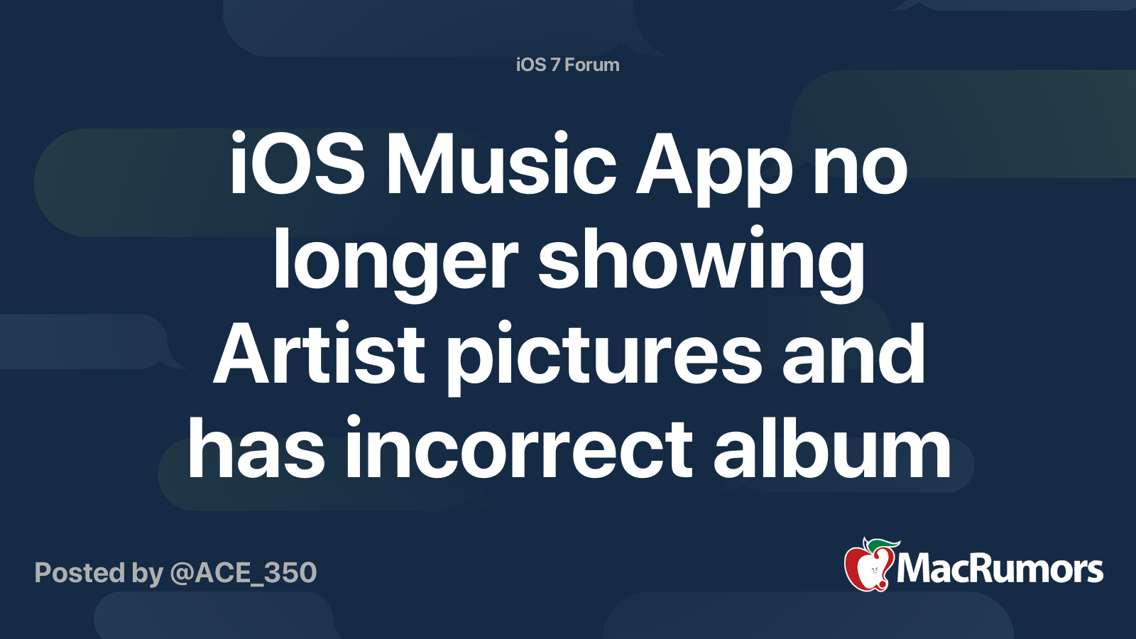 iOS Music App no longer showing Artist pictures and has incorrect album