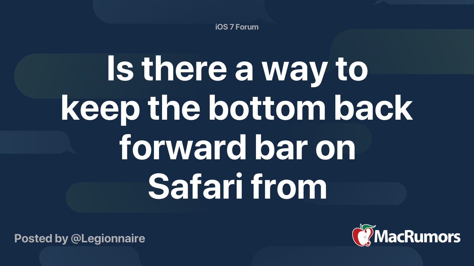 Is there a way to keep the bottom back forward bar on Safari from
