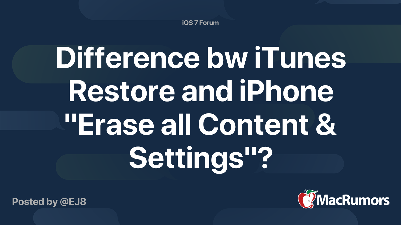 Difference bw iTunes Restore and iPhone "Erase all Content & Settings