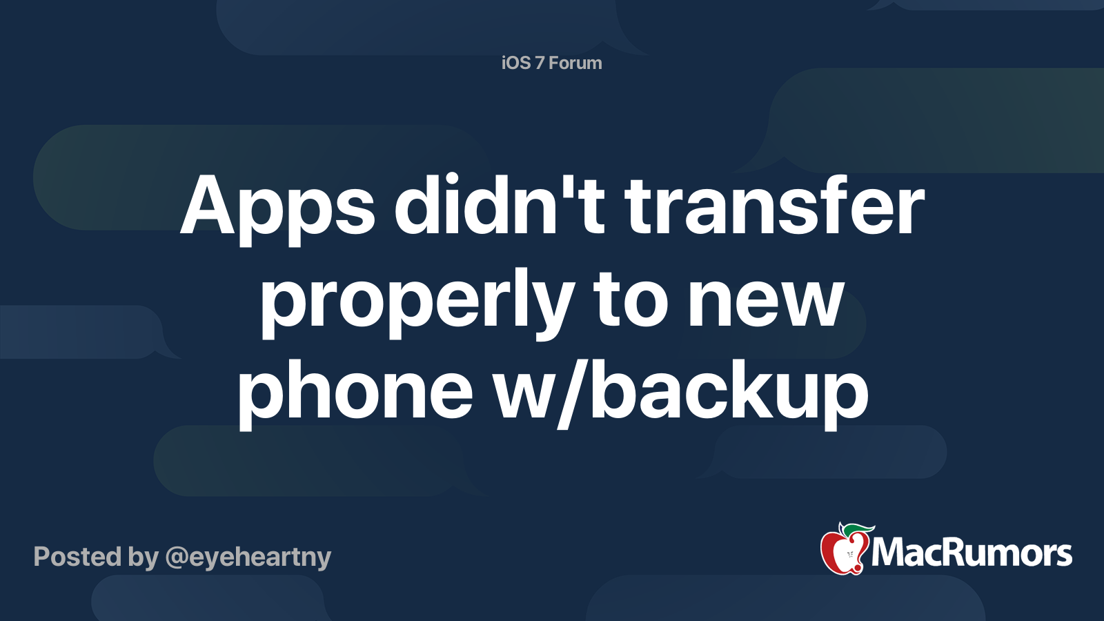 Apps didn't transfer properly to new phone w/backup | MacRumors Forums
