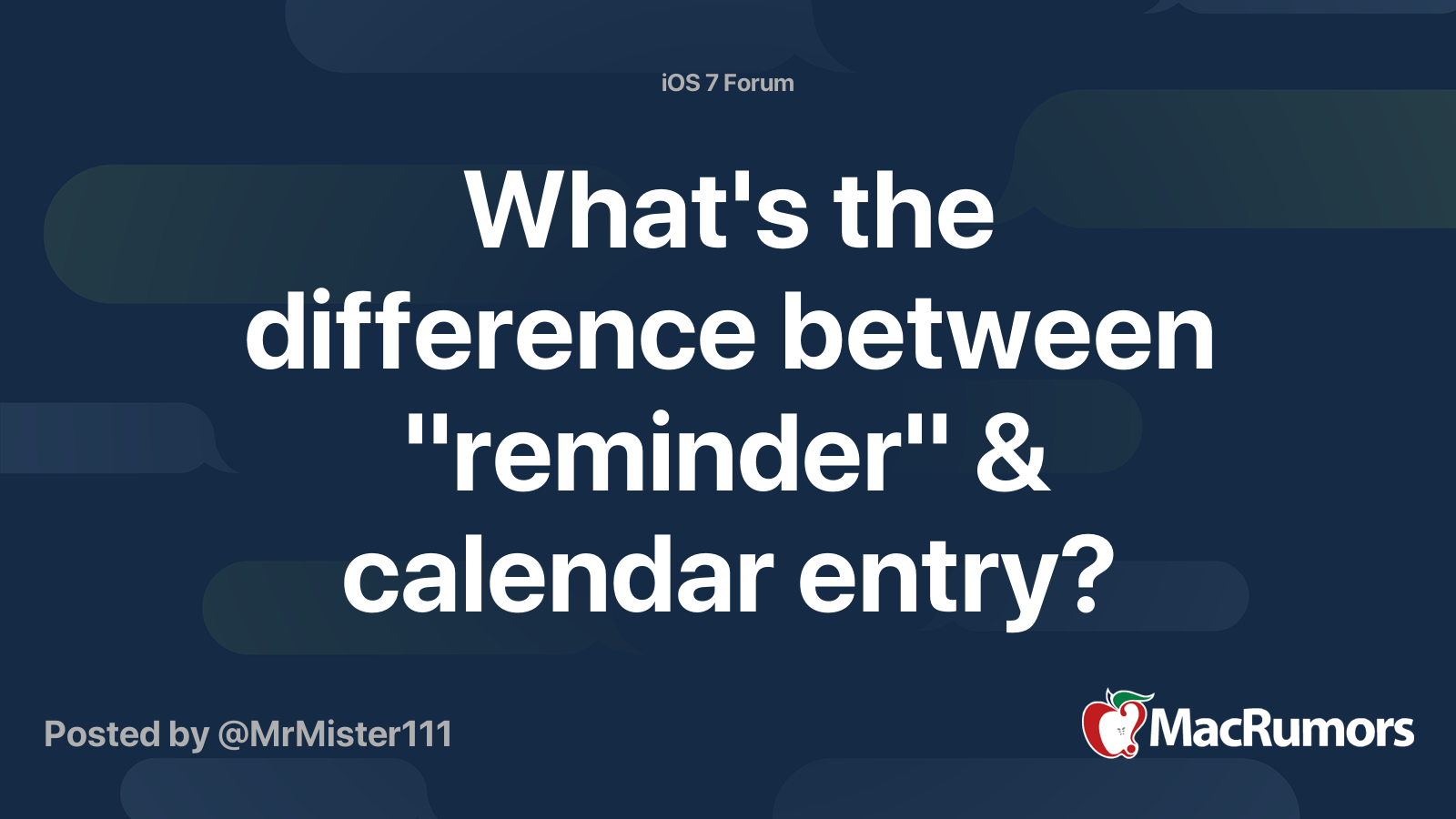 What's the difference between "reminder" & calendar entry? MacRumors