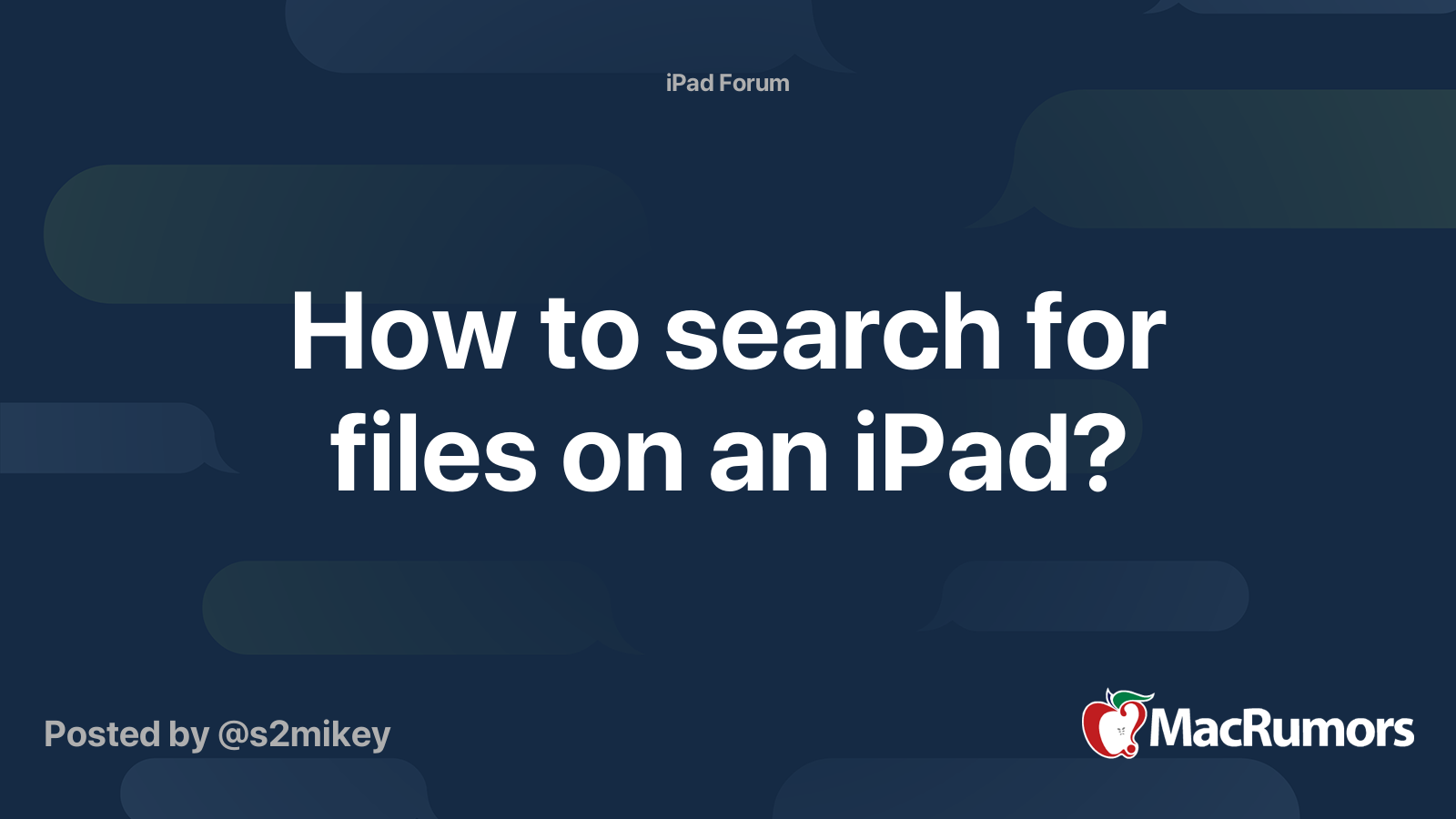 How To Search For Files On An IPad MacRumors Forums