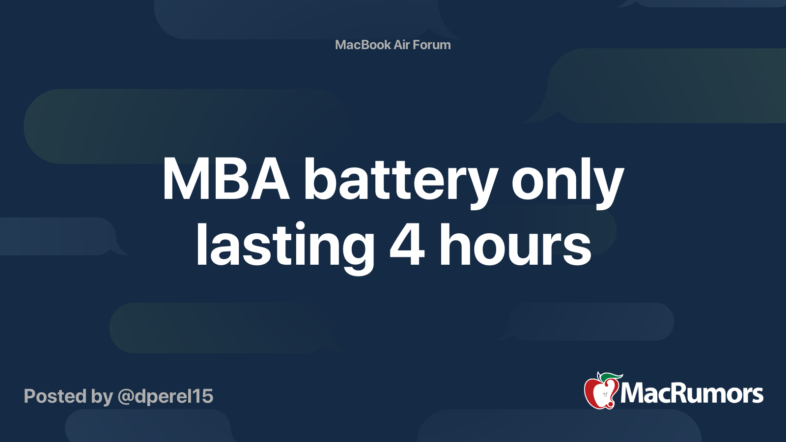 MBA battery only lasting 4 hours MacRumors Forums