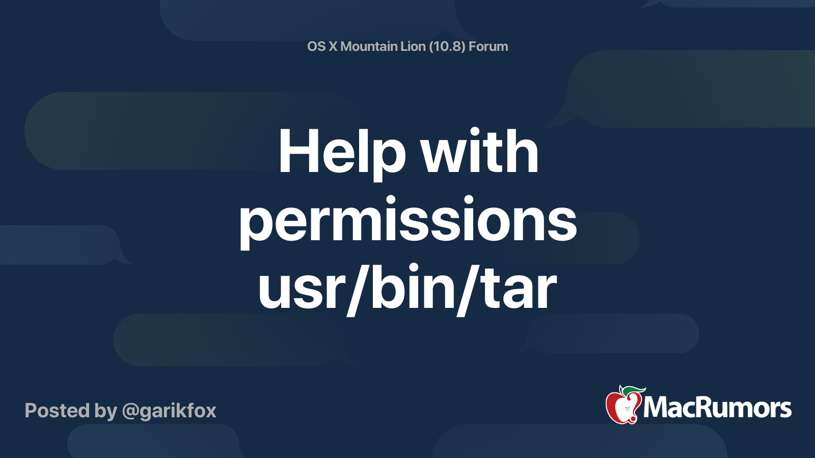 Help with permissions usr/bin/tar MacRumors Forums
