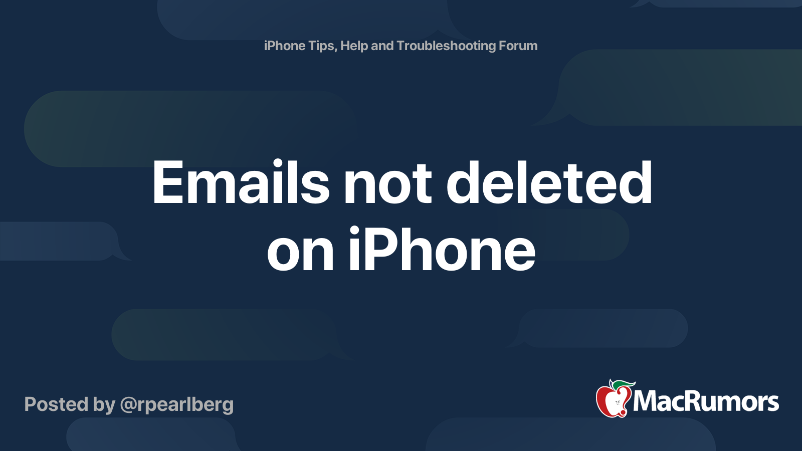 Emails not deleted on iPhone | MacRumors Forums