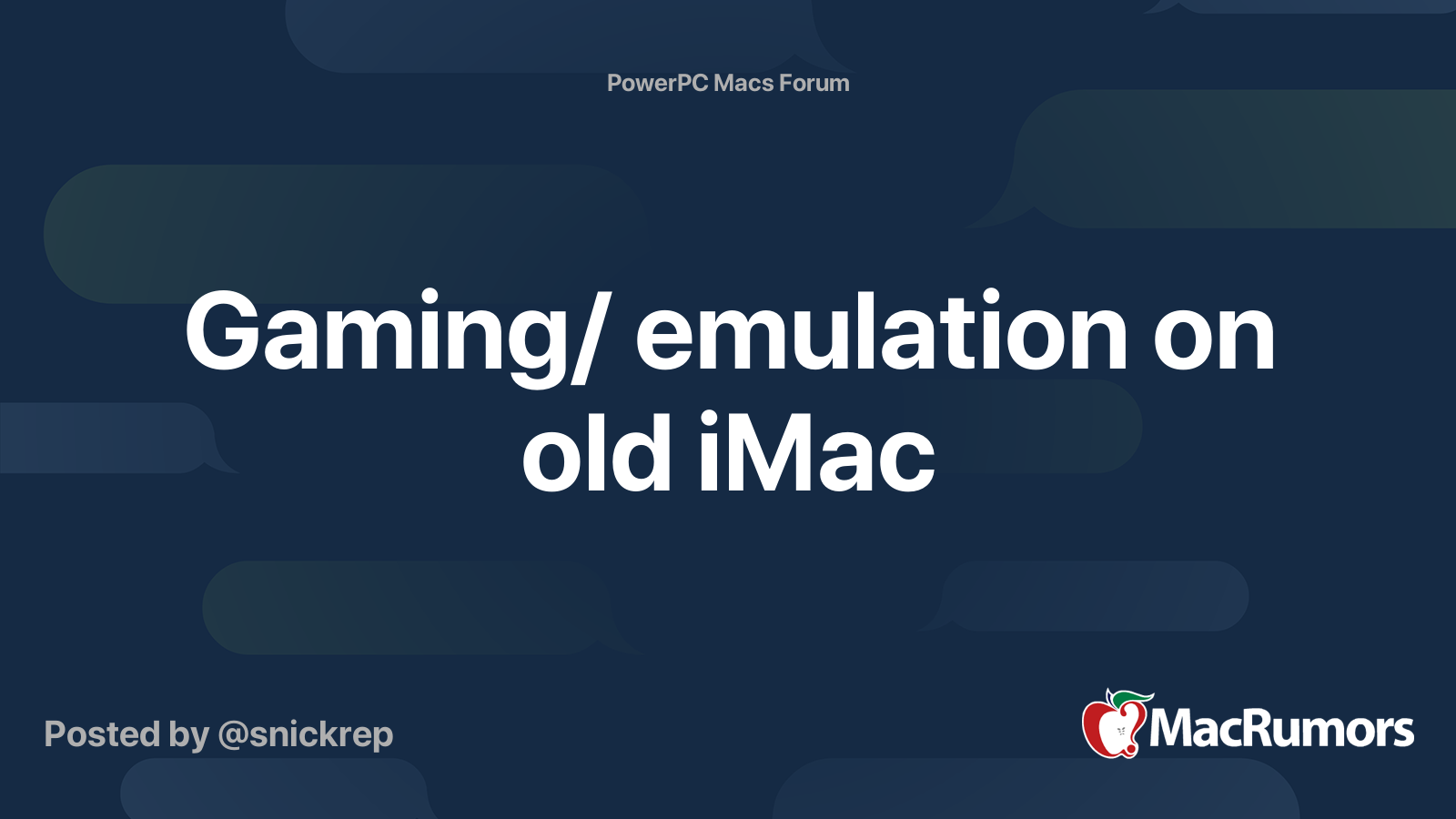 Gaming Emulation On Old Imac Macrumors Forums