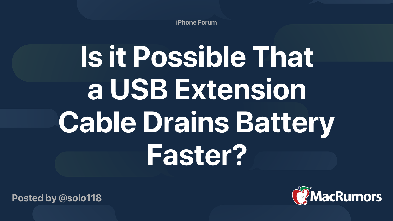 Is it Possible That a USB Extension Cable Drains Battery Faster
