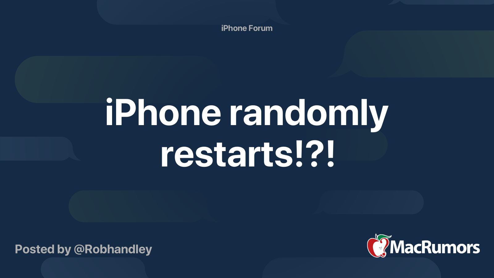 iPhone randomly restarts!?! | MacRumors Forums