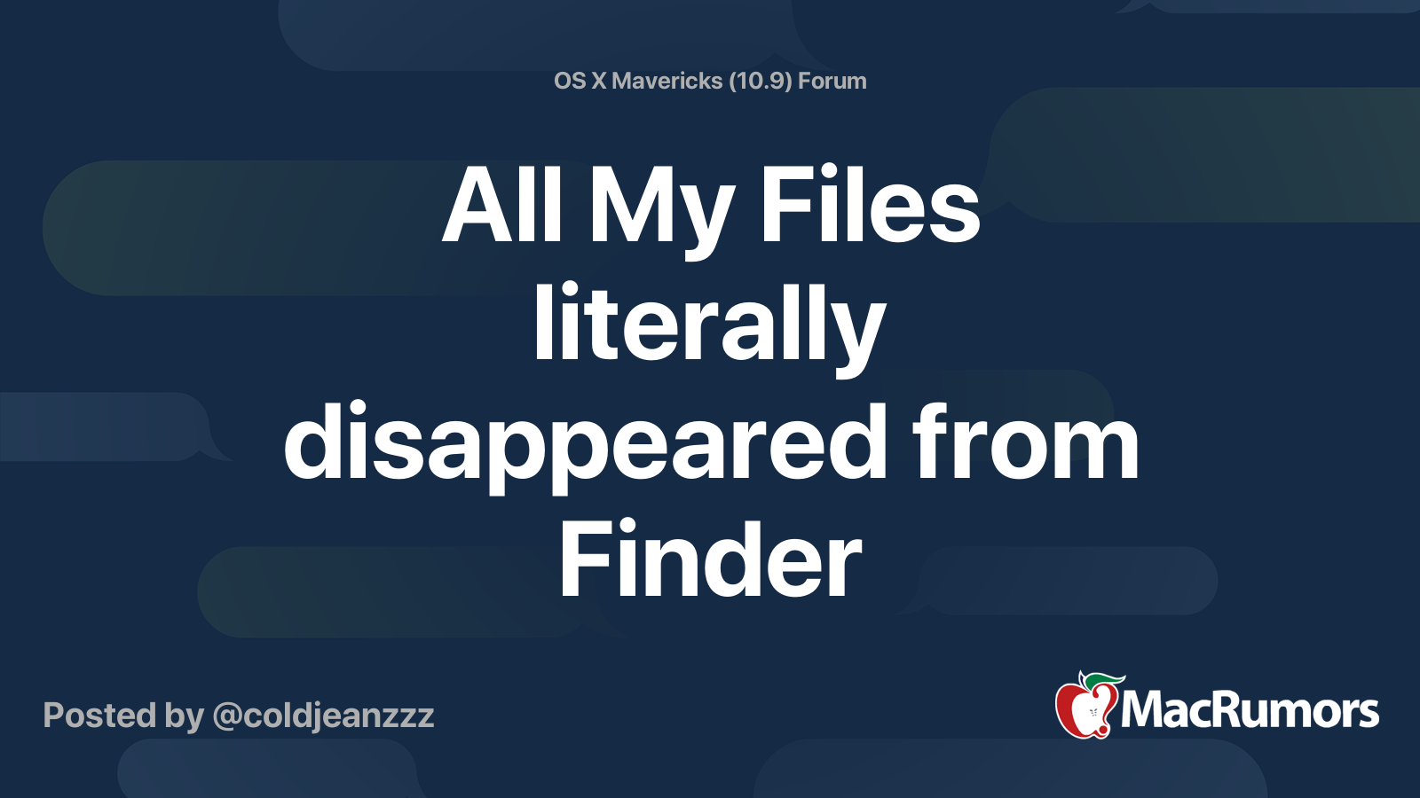 All My Files literally disappeared from Finder | MacRumors Forums