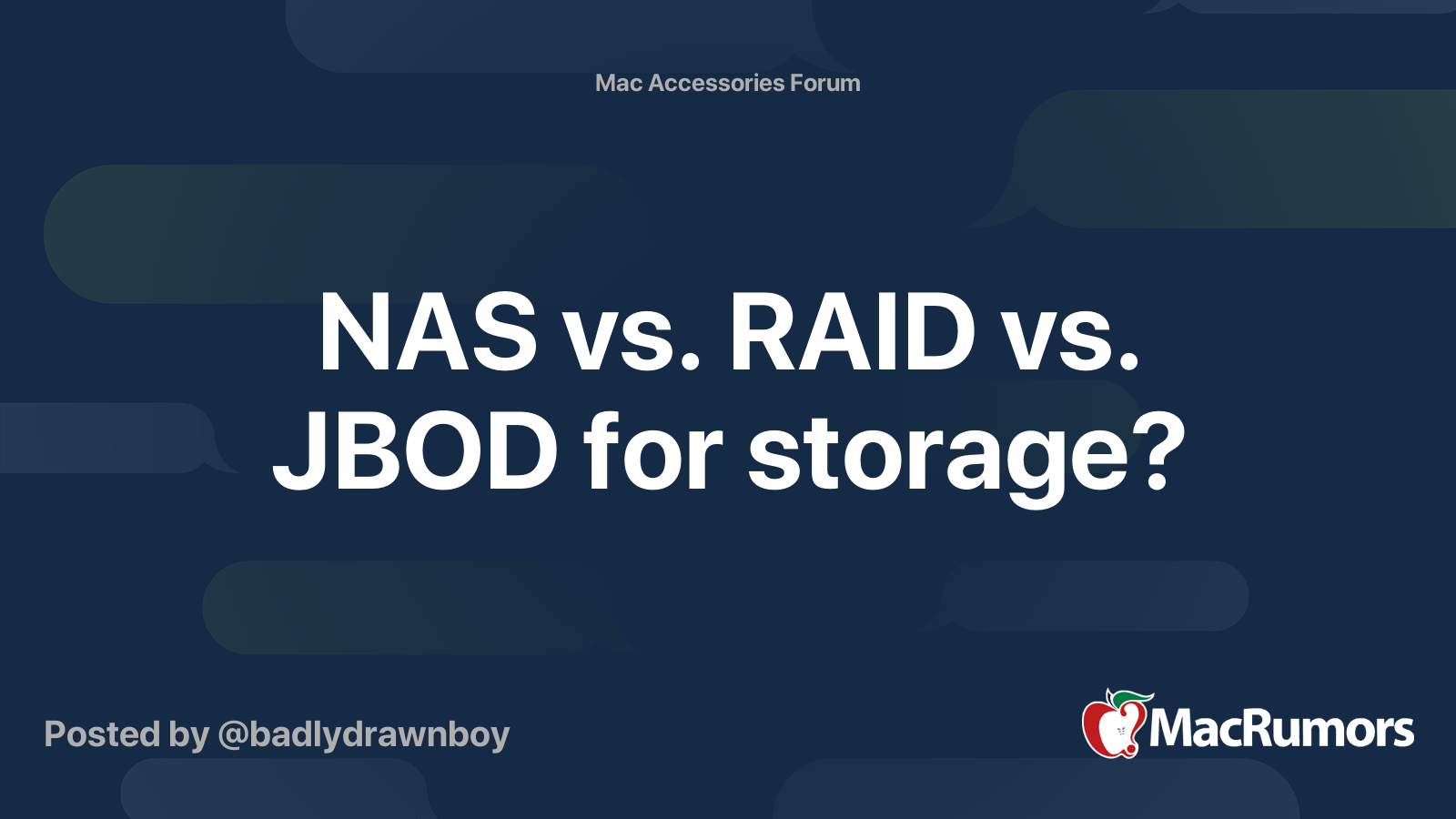 NAS vs. RAID vs. JBOD for storage? MacRumors Forums