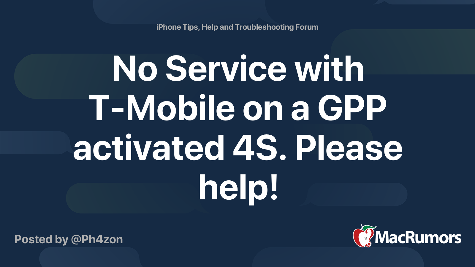 No Service with TMobile on a GPP activated 4S. Please help