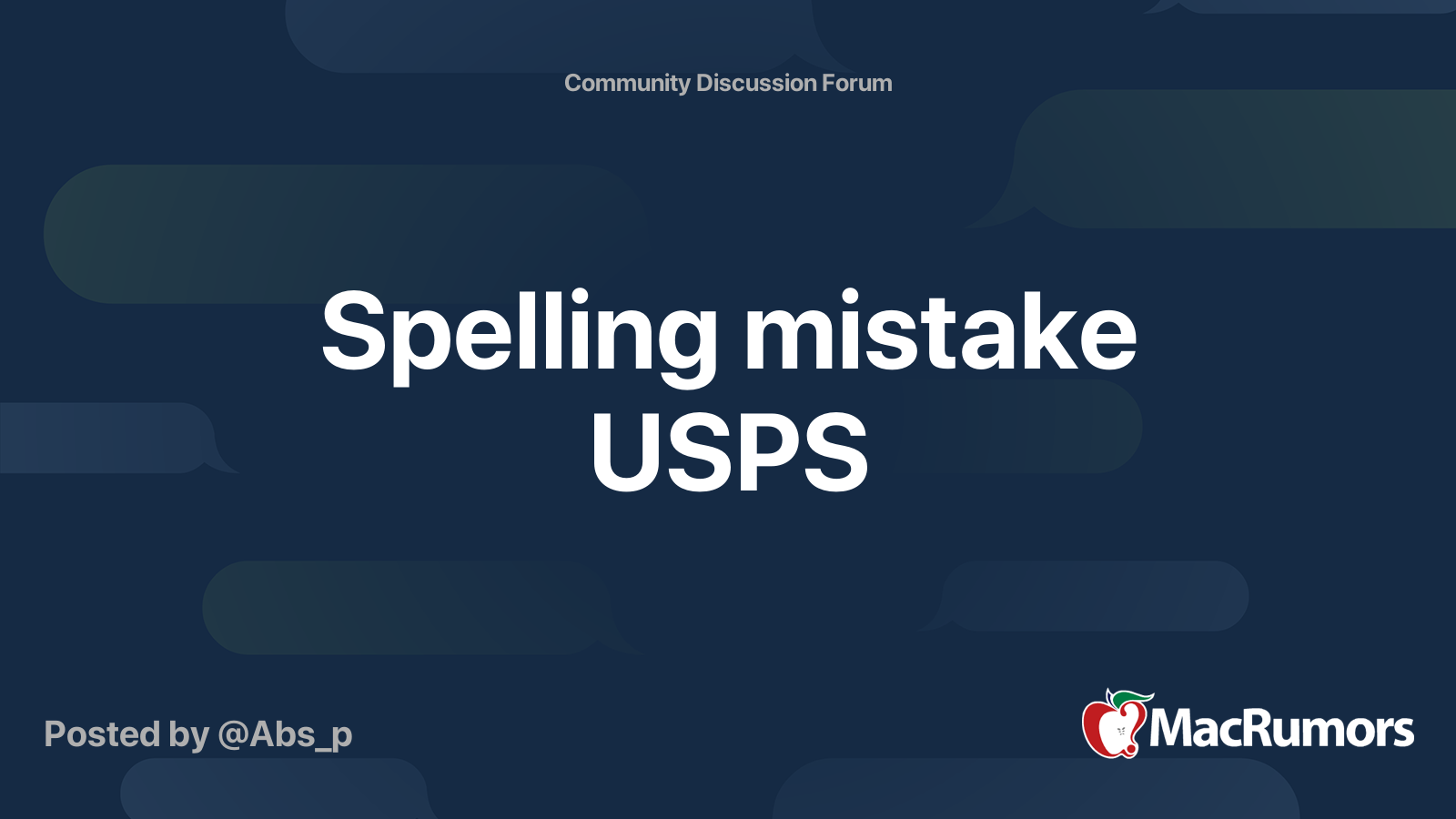Spelling mistake USPS MacRumors Forums