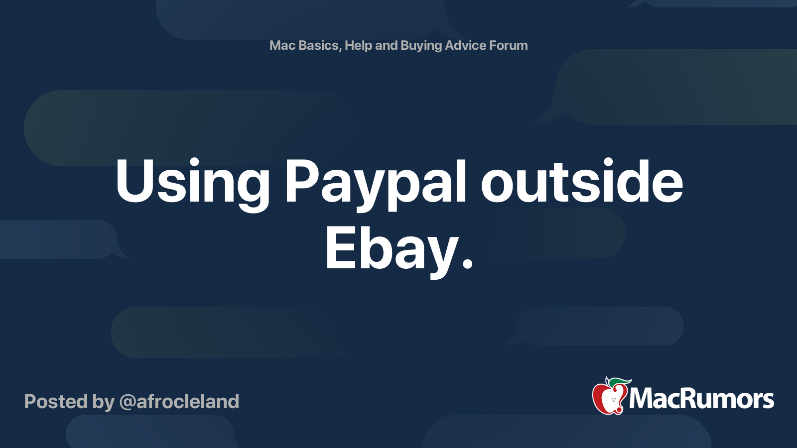 Using Paypal outside Ebay. MacRumors Forums