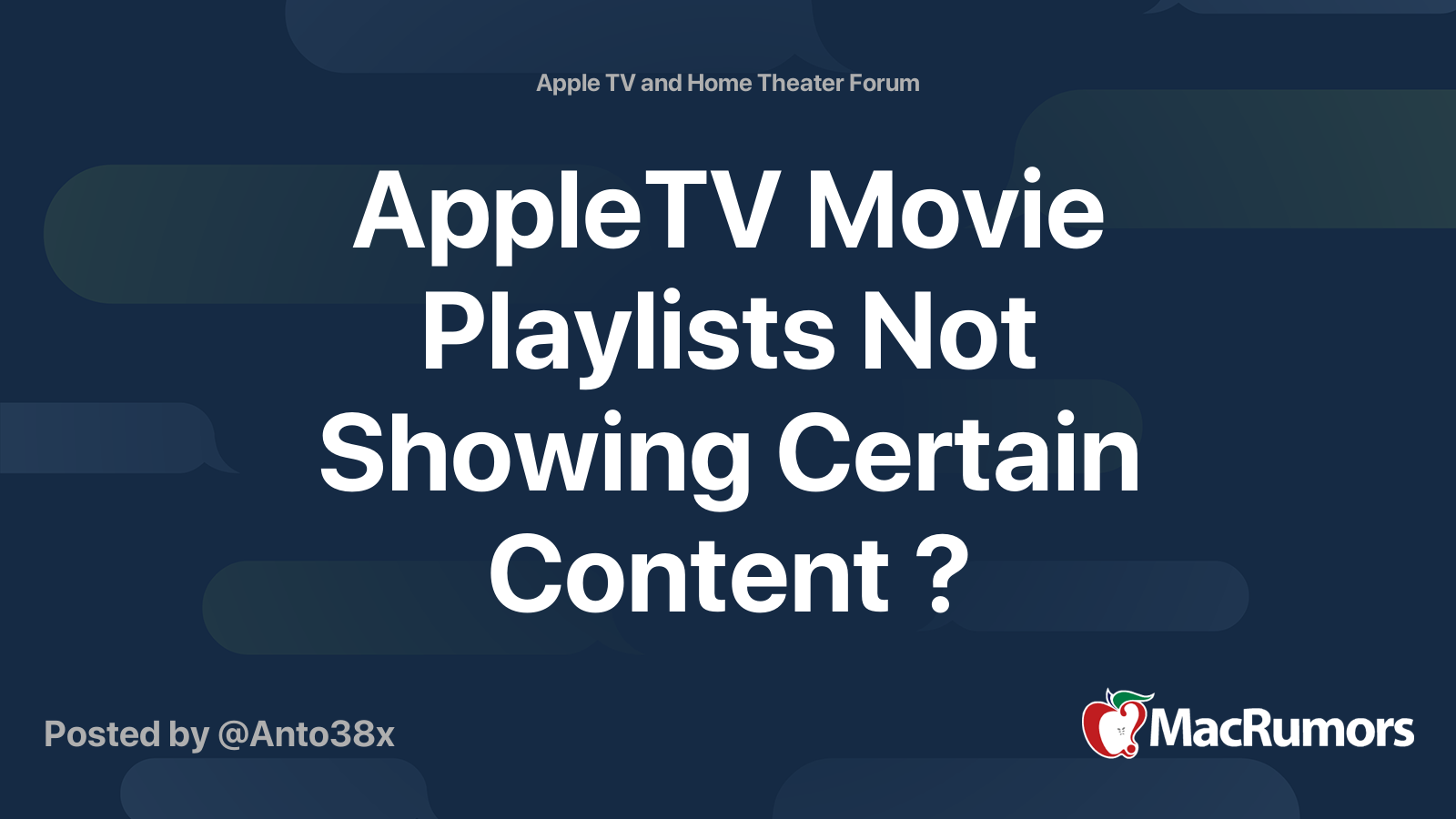 AppleTV Movie Playlists Not Showing Certain Content ? | MacRumors Forums