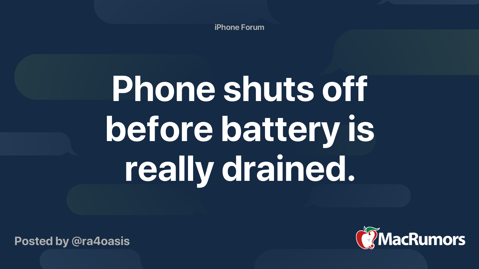 Phone shuts off before battery is really drained. MacRumors Forums