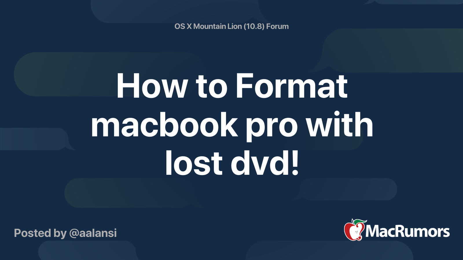 how-to-format-macbook-pro-with-lost-dvd-macrumors-forums