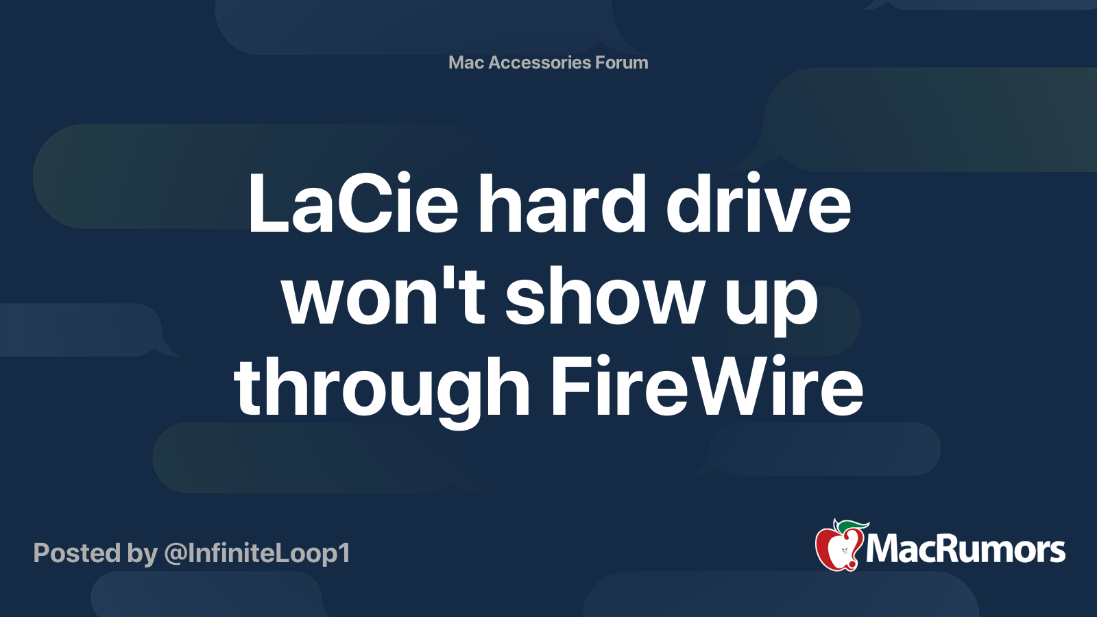 LaCie hard drive won't show up through FireWire MacRumors Forums