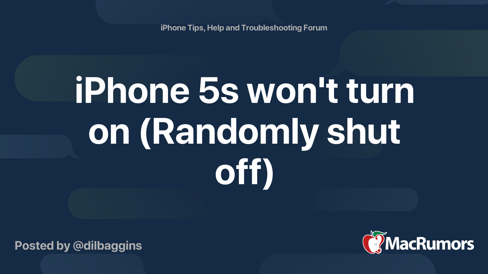iPhone 5s won't turn on (Randomly shut off) | MacRumors Forums