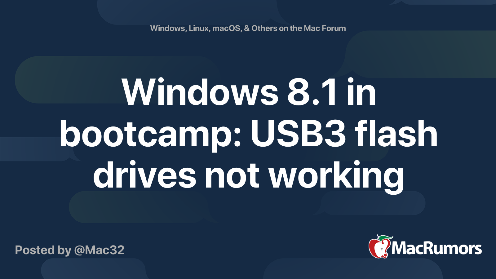 Windows 8.1 in bootcamp USB3 flash drives not working MacRumors Forums
