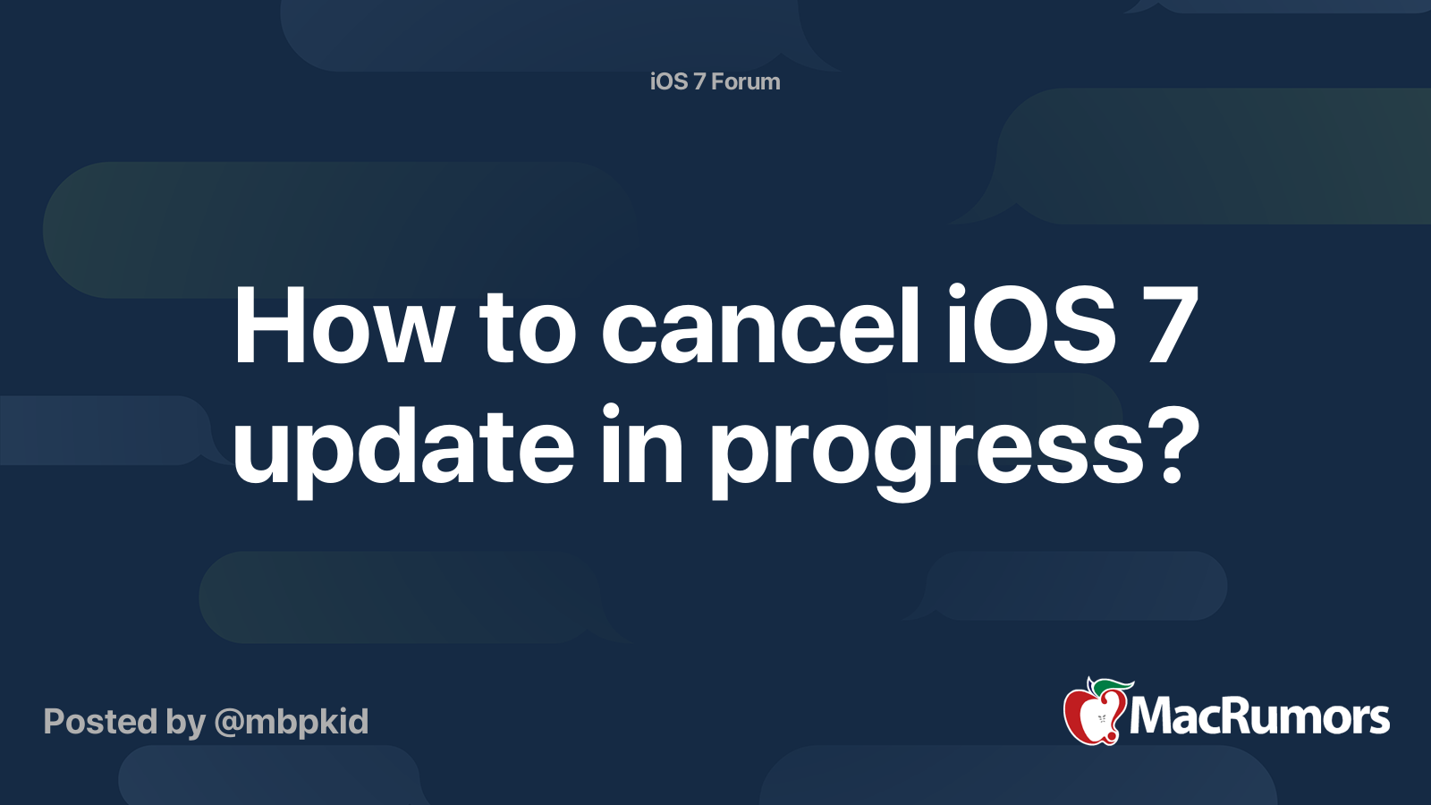 How to cancel iOS 7 update in progress? | MacRumors Forums