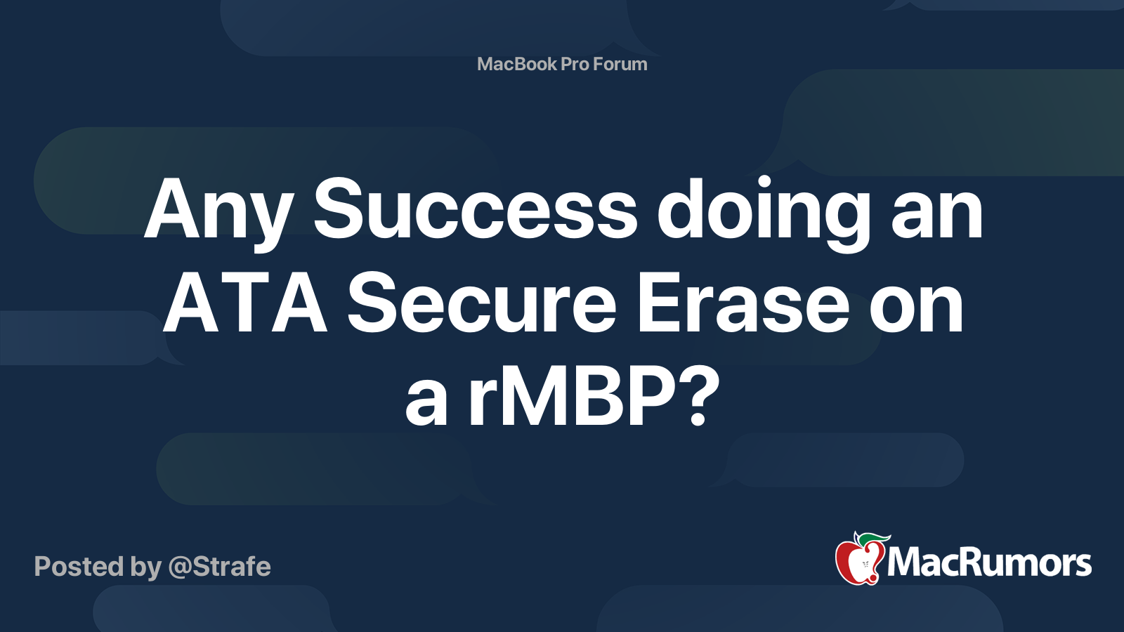 Any Success doing an ATA Secure Erase on a rMBP? | MacRumors Forums