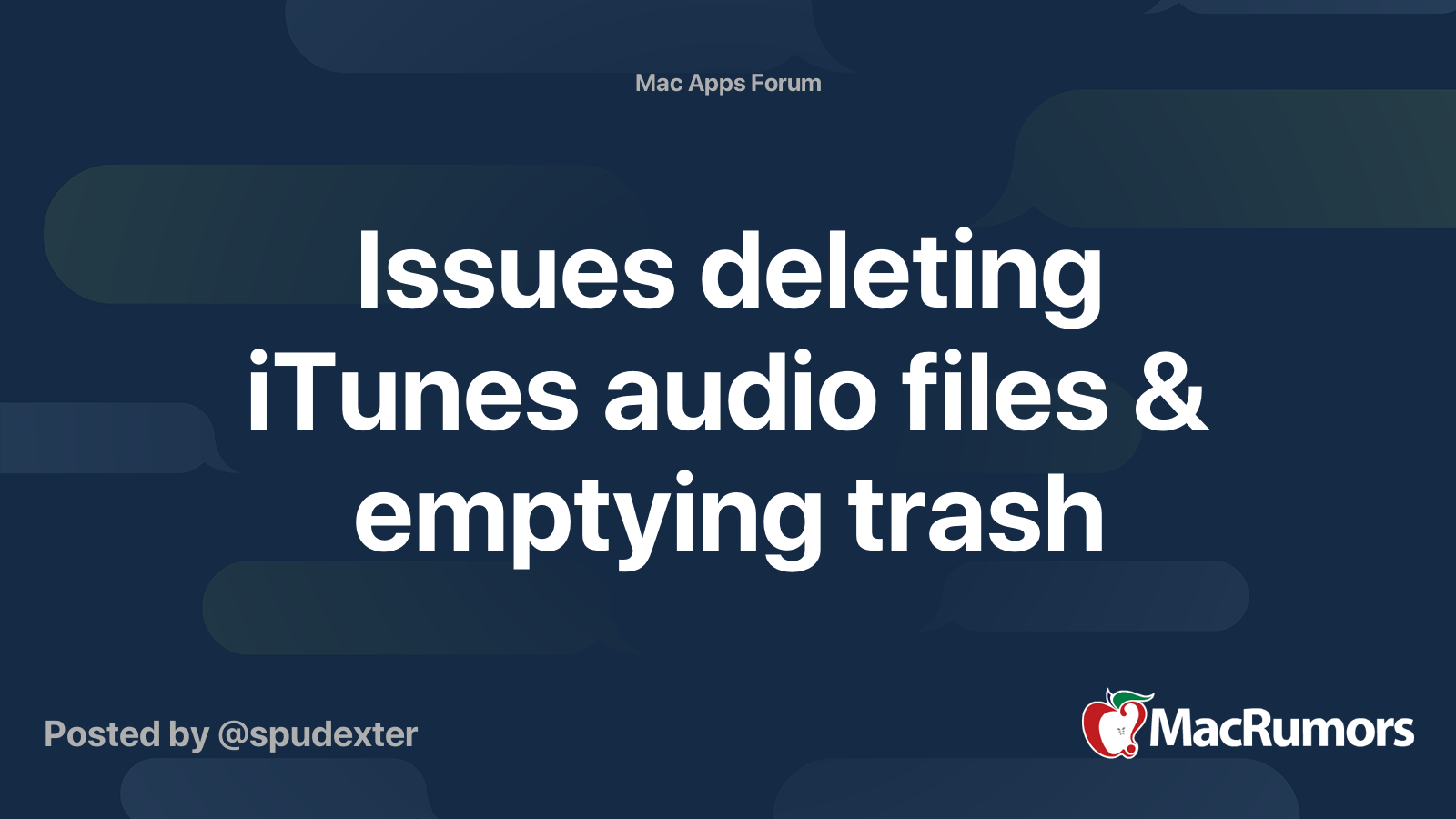 Issues Deleting ITunes Audio Files Emptying Trash MacRumors Forums