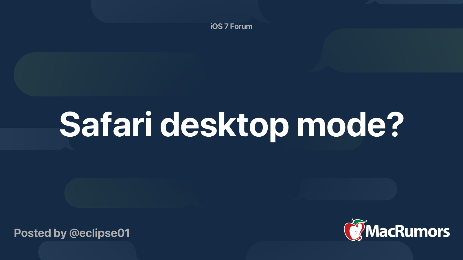 Safari desktop mode? | MacRumors Forums