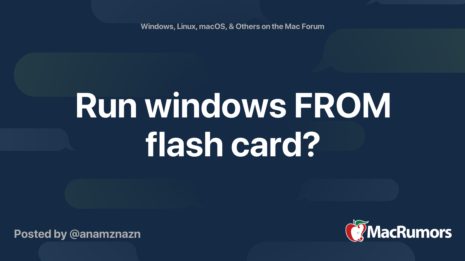 Run windows from flash card macrumors forums