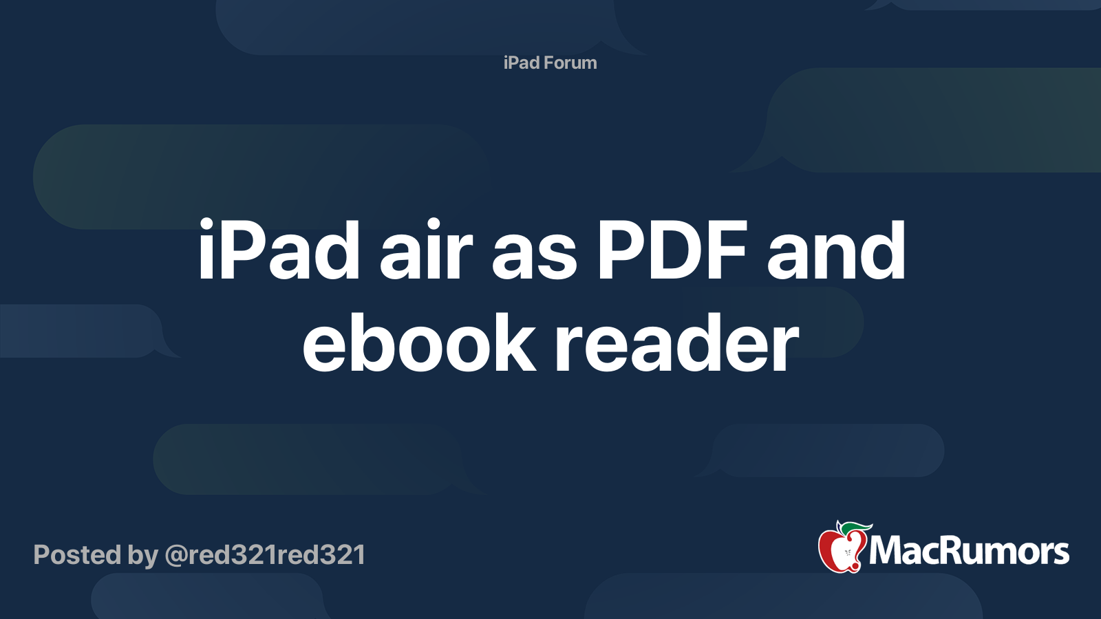 iPad air as PDF and ebook reader MacRumors Forums