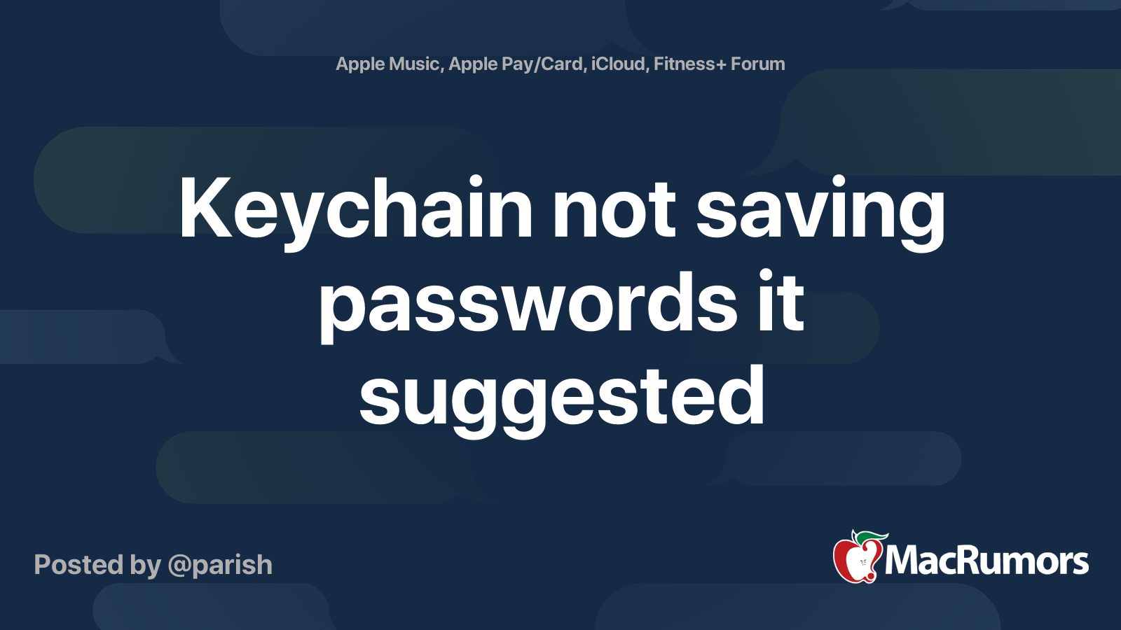Keychain not saving passwords it suggested MacRumors Forums
