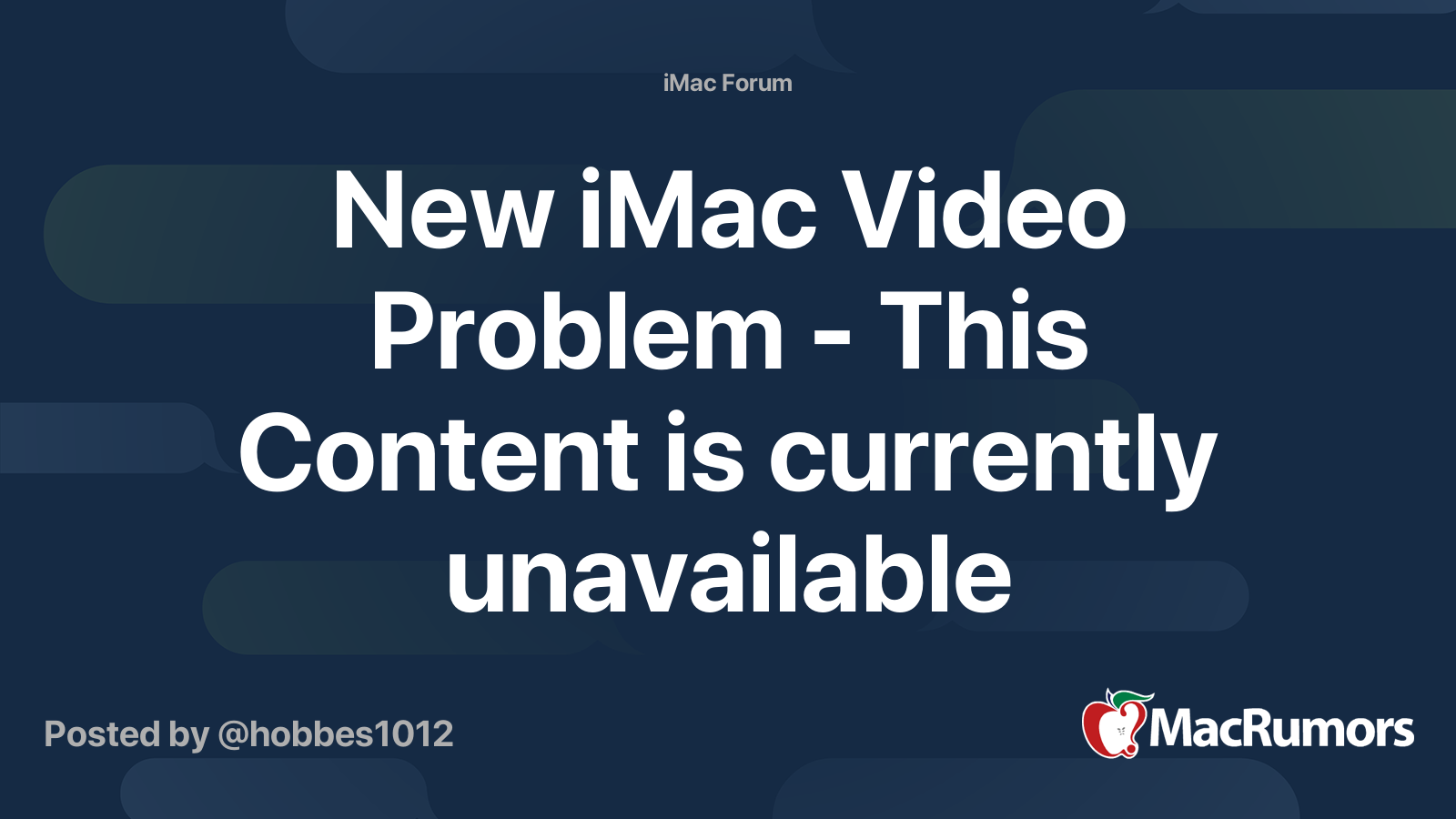 New Imac Video Problem This Content Is Currently Unavailable Macrumors Forums