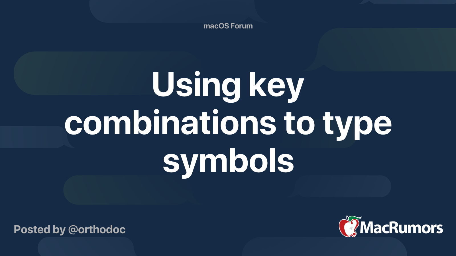 Using key combinations to type symbols MacRumors Forums